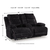 Becca Power Reclining Loveseat Console and Storage | Onyx Black Corduroy