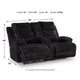 Becca Power Reclining Loveseat Console and Storage | Onyx Black Corduroy