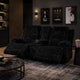Becca Power Reclining Loveseat Console and Storage | Onyx Black Corduroy