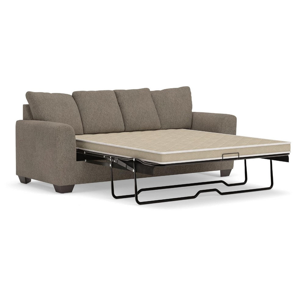 Teu Queen Sofa Sleeper, 2 Pillows, Memory Foam Bed | Suede Gray Polyester 90"