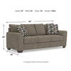 Teu Queen Sofa Sleeper, 2 Pillows, Memory Foam Bed | Suede Gray Polyester 90"