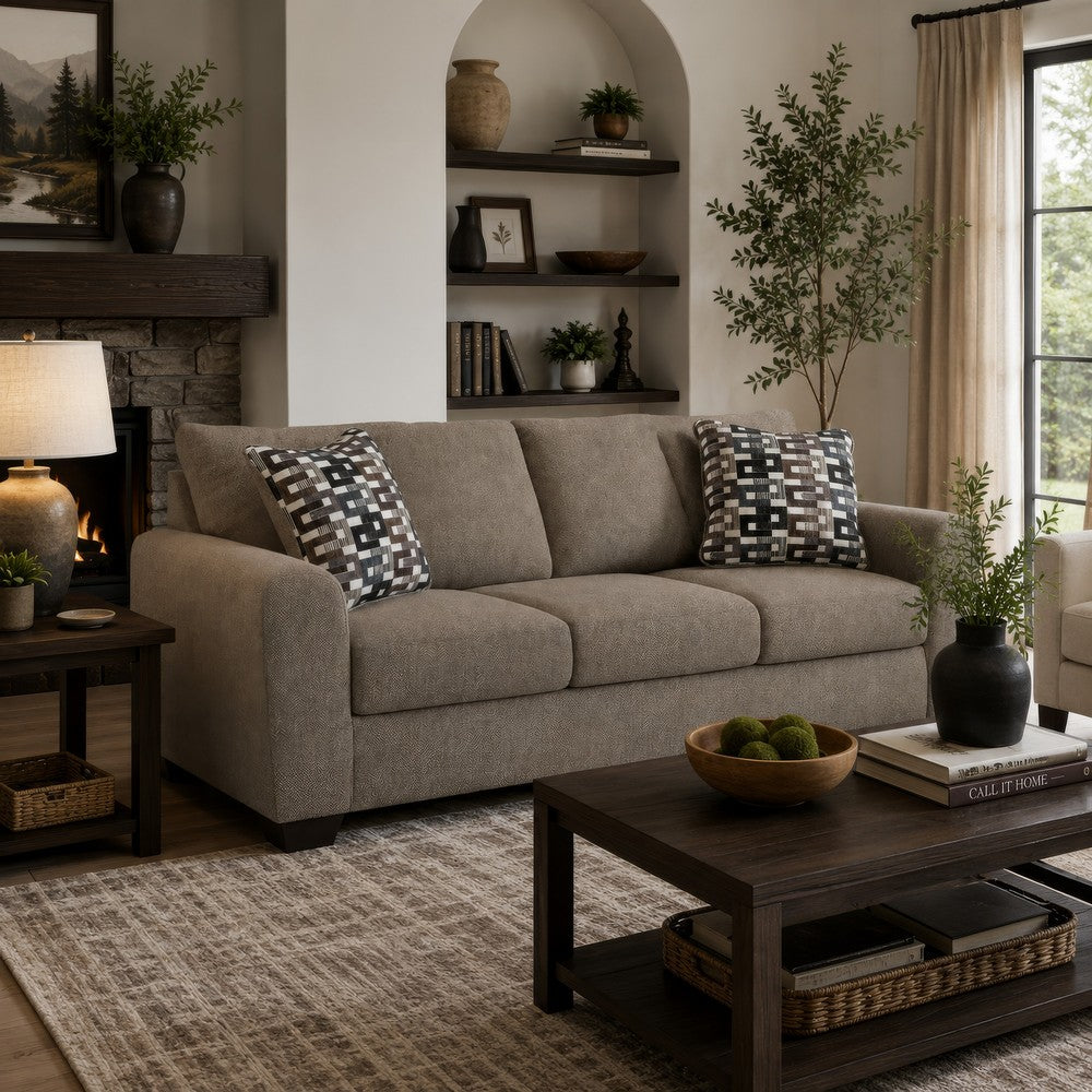 Teu Queen Sofa Sleeper, 2 Pillows, Memory Foam Bed | Suede Gray Polyester 90"