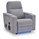 Posy Power Glider Recliner Chair| Audio System and Storage | Pewter Polyester
