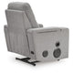 Posy Power Glider Recliner Chair| Audio System and Storage | Pewter Polyester