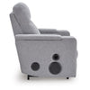 Posy Power Glider Recliner Chair| Audio System and Storage | Pewter Polyester