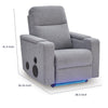 Posy Power Glider Recliner Chair| Audio System and Storage | Pewter Polyester