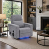 Posy Power Glider Recliner Chair| Audio System and Storage | Pewter Polyester