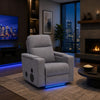 Posy Power Glider Recliner Chair| Audio System and Storage | Pewter Polyester