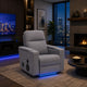 Posy Power Glider Recliner Chair| Audio System and Storage | Pewter Polyester