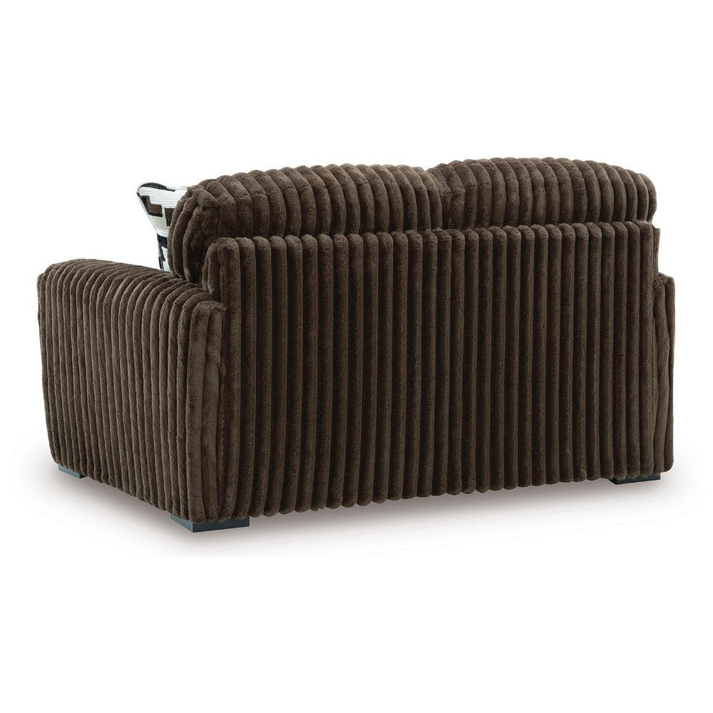 Addy Loveseat with Plush Cushions | 2 Accent Pillows | Brown Corduroy 72"