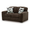 Addy Loveseat with Plush Cushions | 2 Accent Pillows | Brown Corduroy 72"