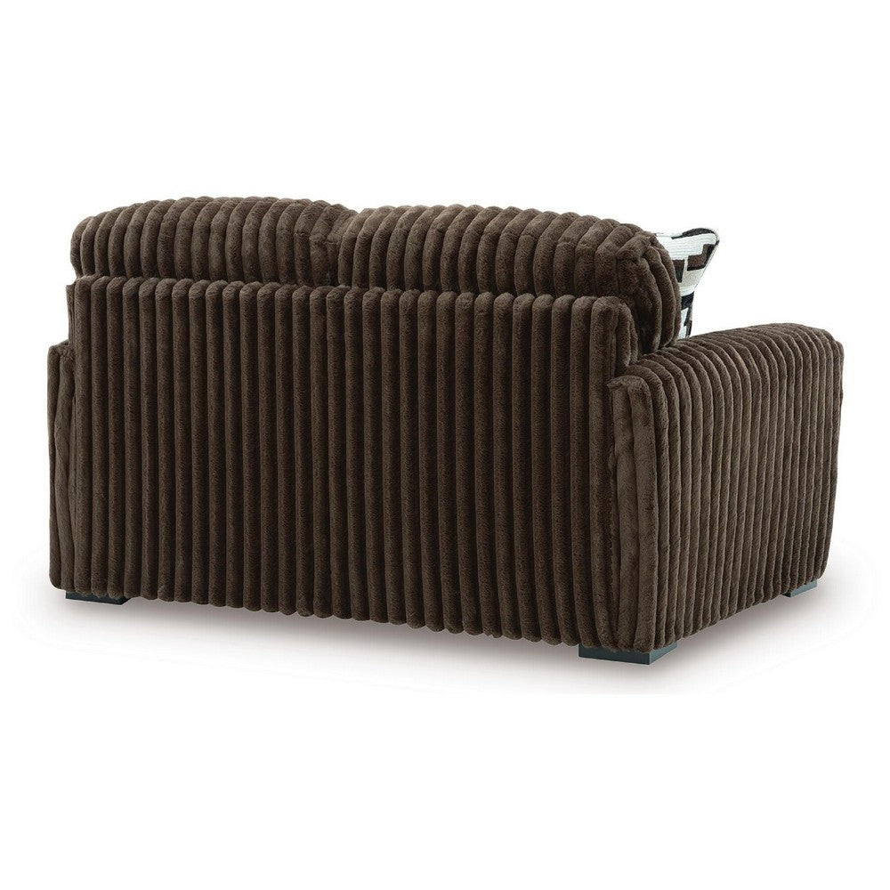 Addy Loveseat with Plush Cushions | 2 Accent Pillows | Brown Corduroy 72"