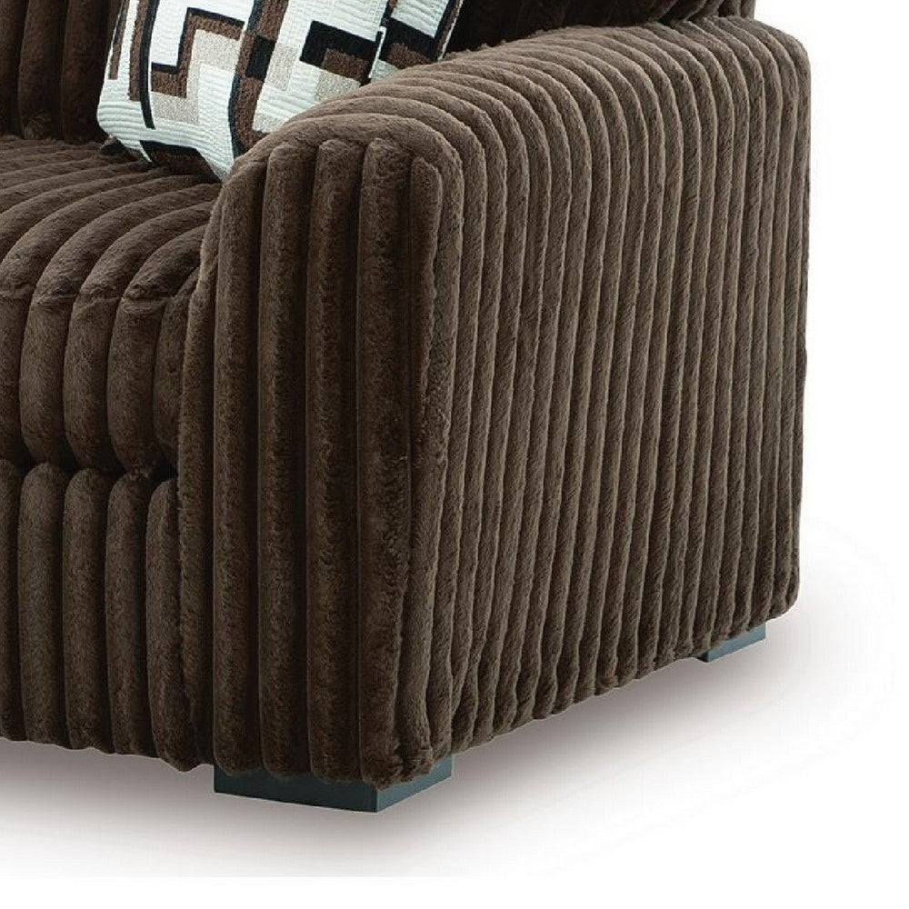 Addy Loveseat with Plush Cushions | 2 Accent Pillows | Brown Corduroy 72"
