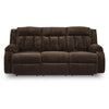 Duke Power Reclining Sofa | Drop Down Table | USB Ports | Brown Polyester 85"