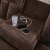 Duke Power Reclining Sofa | Drop Down Table | USB Ports | Brown Polyester 85"