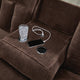 Duke Power Reclining Sofa | Drop Down Table | USB Ports | Brown Polyester 85"