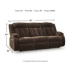 Duke Power Reclining Sofa | Drop Down Table | USB Ports | Brown Polyester 85"