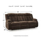 Duke Power Reclining Sofa | Drop Down Table | USB Ports | Brown Polyester 85"