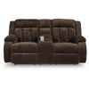 Duke Power Reclining Loveseat with Console | USB Ports | Brown Polyester 75"