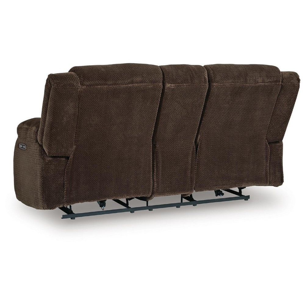 Duke Power Reclining Loveseat with Console | USB Ports | Brown Polyester 75"