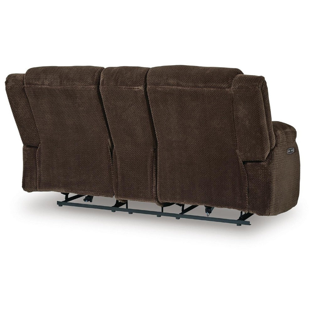 Duke Power Reclining Loveseat with Console | USB Ports | Brown Polyester 75"