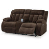 Duke Power Reclining Loveseat with Console | USB Ports | Brown Polyester 75"