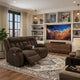 Duke Power Reclining Loveseat with Console | USB Ports | Brown Polyester 75"
