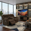 Duke Power Reclining Loveseat with Console | USB Ports | Brown Polyester 75"