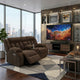 Duke Power Reclining Loveseat with Console | USB Ports | Brown Polyester 75"