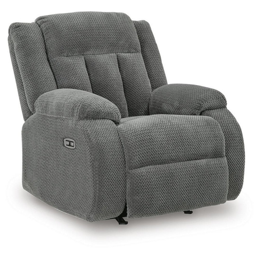 Duke Power Rocker Recliner Chair| Pillow Top Arms | USB Ports | Gray Velvet