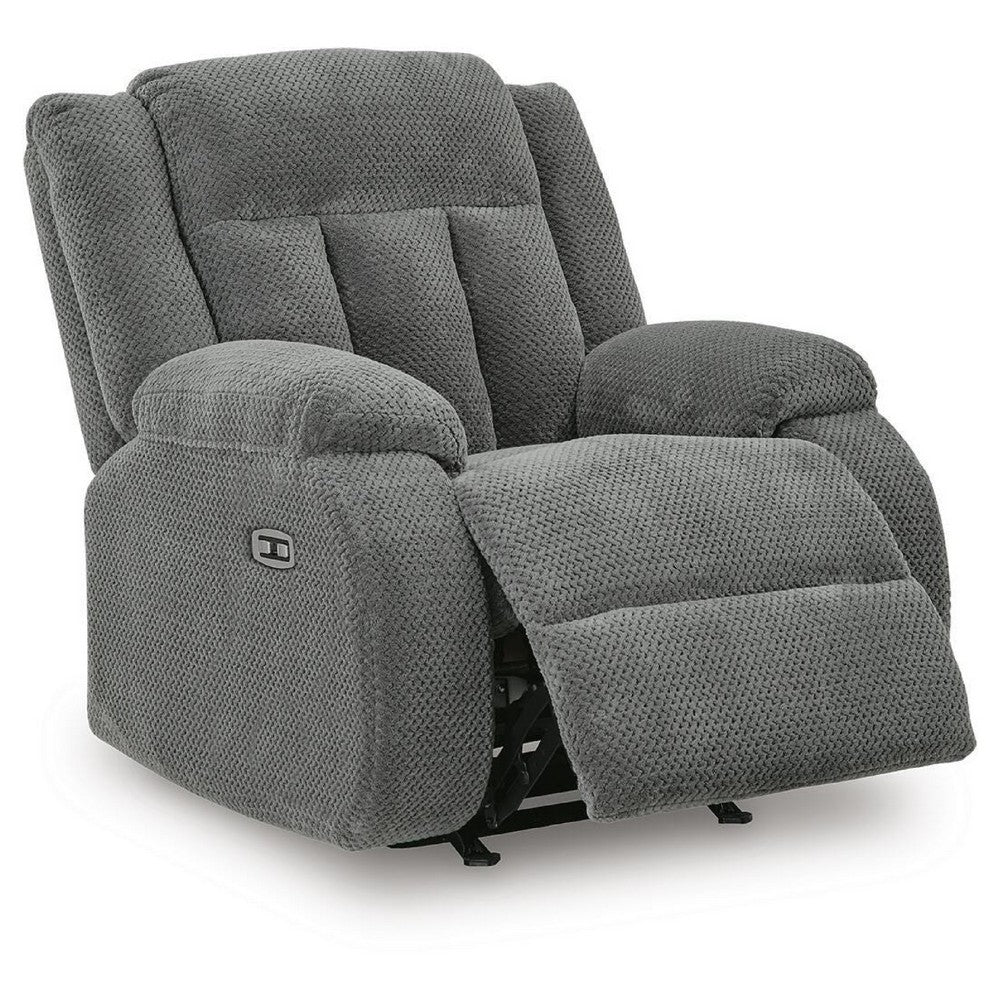 Duke Power Rocker Recliner Chair| Pillow Top Arms | USB Ports | Gray Velvet