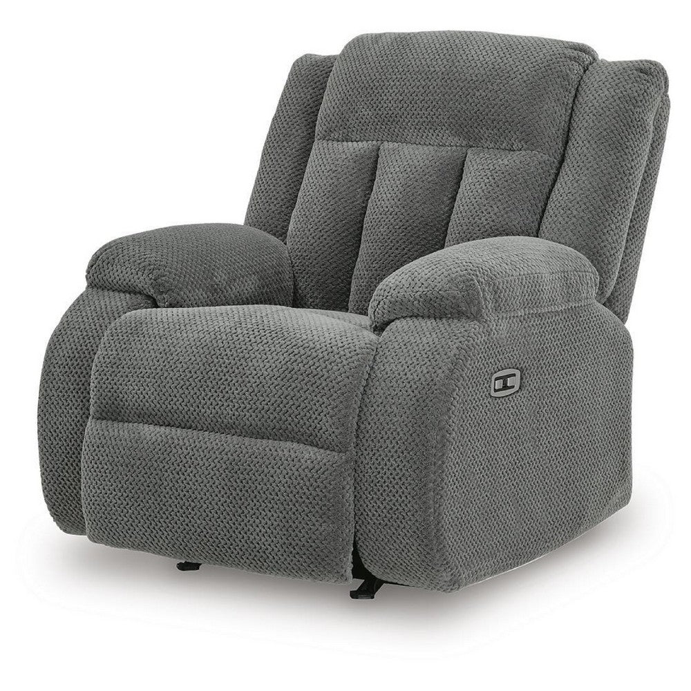 Duke Power Rocker Recliner Chair| Pillow Top Arms | USB Ports | Gray Velvet