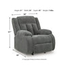Duke Power Rocker Recliner Chair| Pillow Top Arms | USB Ports | Gray Velvet