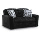 Addy Loveseat with Plush Cushions | 2 Accent Pillows | Black Corduroy 72"