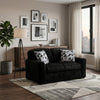 Addy Loveseat with Plush Cushions | 2 Accent Pillows | Black Corduroy 72"
