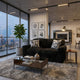 Addy Loveseat with Plush Cushions | 2 Accent Pillows | Black Corduroy 72"