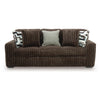 Addy Sofa with Plush Cushions and 5 Accent Pillows | Brown Corduroy 98"