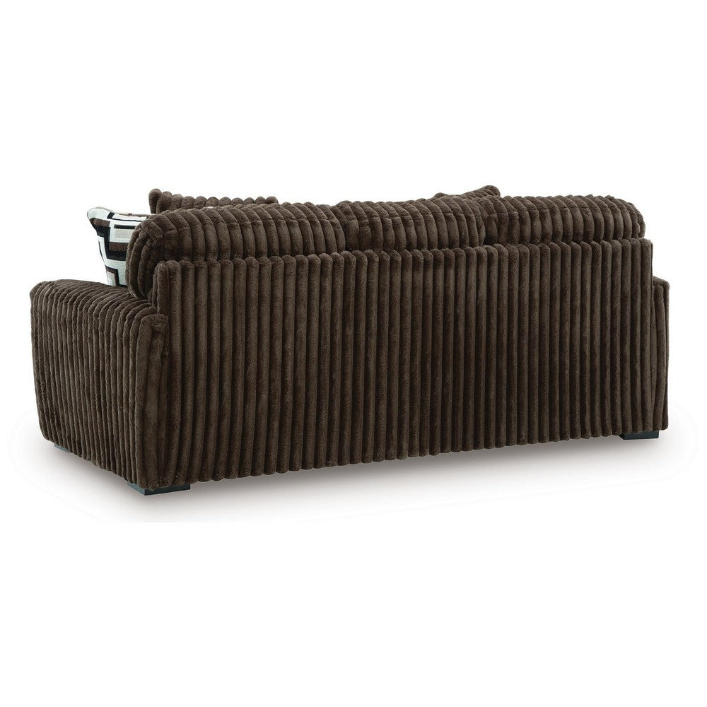 Addy Sofa with Plush Cushions and 5 Accent Pillows | Brown Corduroy 98"