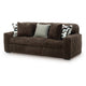Addy Sofa with Plush Cushions and 5 Accent Pillows | Brown Corduroy 98"