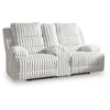 Becca Power Reclining Loveseat w Storage Console | Off White Corduroy 81"