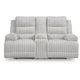 Becca Power Reclining Loveseat w Storage Console | Off White Corduroy 81"