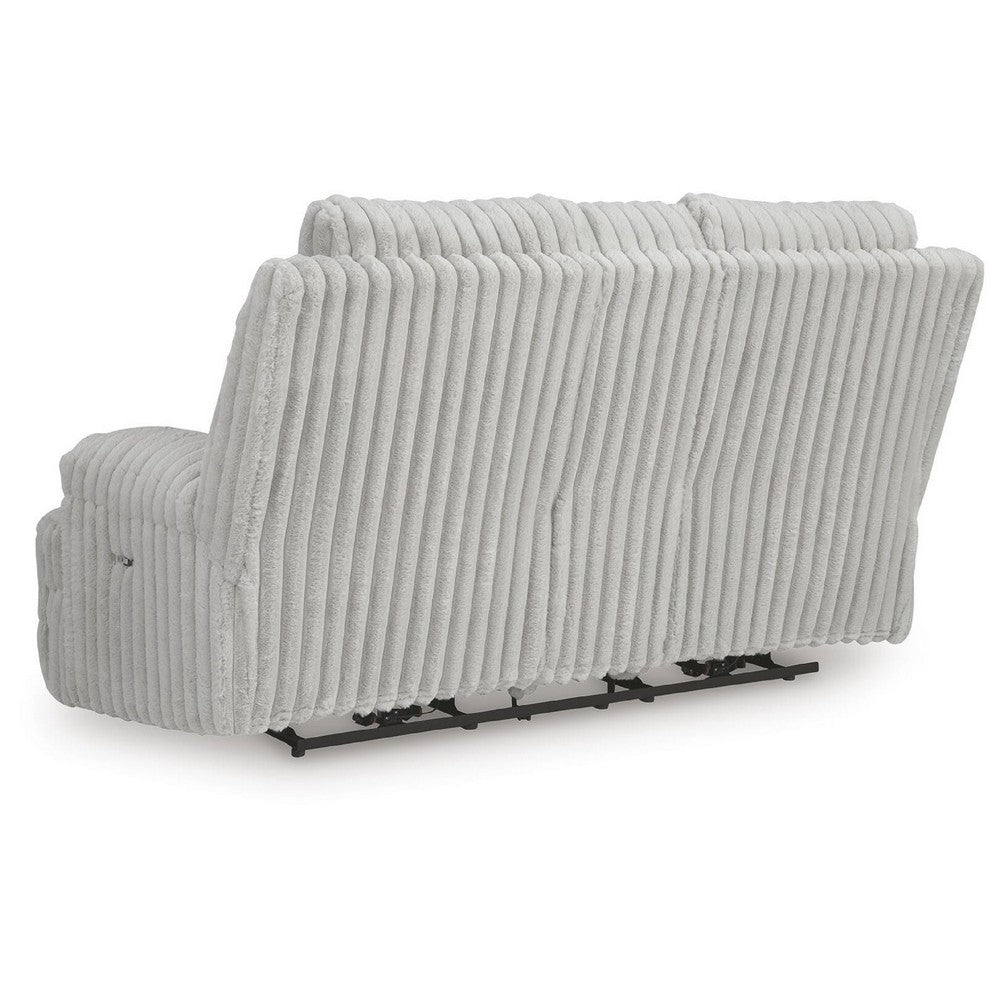 Becca Power Reclining Loveseat w Storage Console | Off White Corduroy 81"
