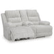 Becca Power Reclining Loveseat w Storage Console | Off White Corduroy 81"