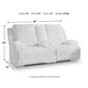 Becca Power Reclining Loveseat w Storage Console | Off White Corduroy 81"