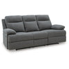 Silvy Reclining Sofa with Drop Down Table | USB Ports | Gray Chenille 86"