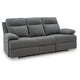 Silvy Reclining Sofa with Drop Down Table | USB Ports | Gray Chenille 86"