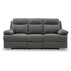Silvy Reclining Sofa with Drop Down Table | USB Ports | Gray Chenille 86"
