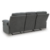 Silvy Reclining Sofa with Drop Down Table | USB Ports | Gray Chenille 86"
