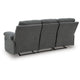Silvy Reclining Sofa with Drop Down Table | USB Ports | Gray Chenille 86"