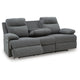 Silvy Reclining Sofa with Drop Down Table | USB Ports | Gray Chenille 86"
